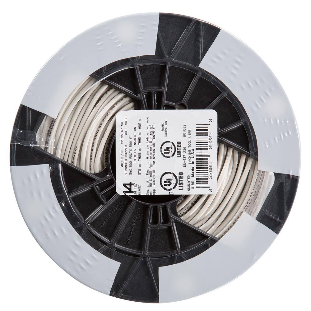 Southwire 500 ft. 14-Gauge White Stranded CU THHN Wire 22956758