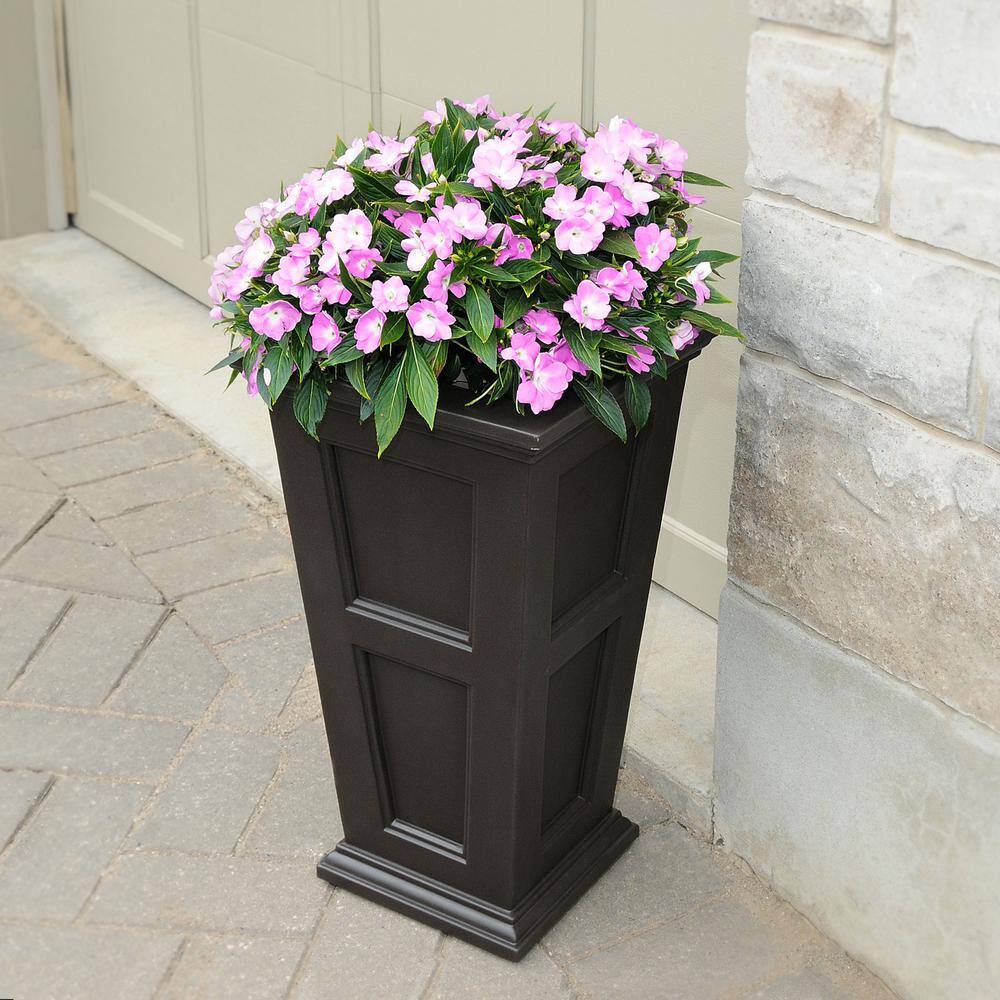 Mayne Fairfield 28 in. Tall Self-Watering Espresso Polyethylene Planter 5829-ES