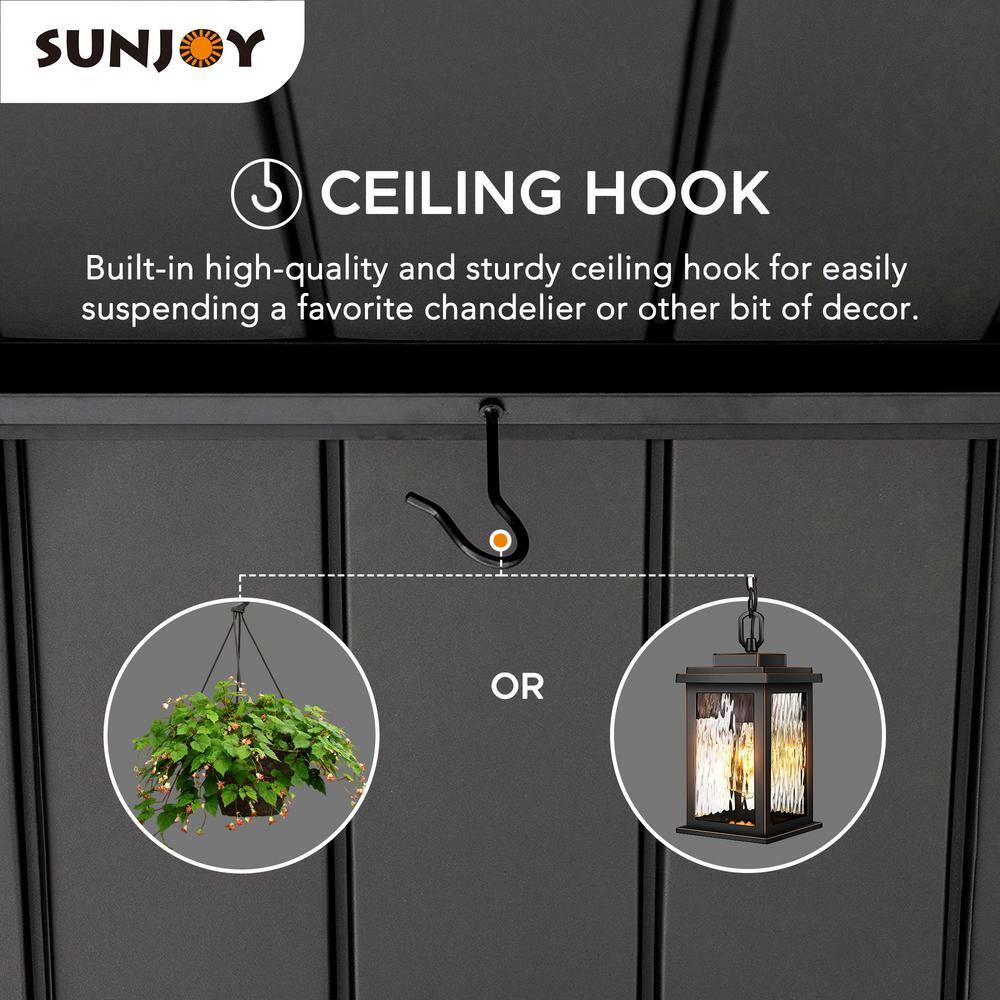 Sunjoy 11 ft. x 13 ft. Cedar Framed Gazebo with Matte-Black Steel Gable Hard Top Roof A102008001