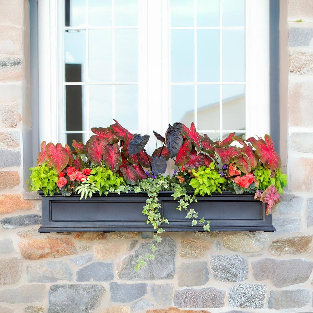 Mayne Fairfield 60 in. x 11 in. Self-Watering Black Polyethylene Window Box 5824B