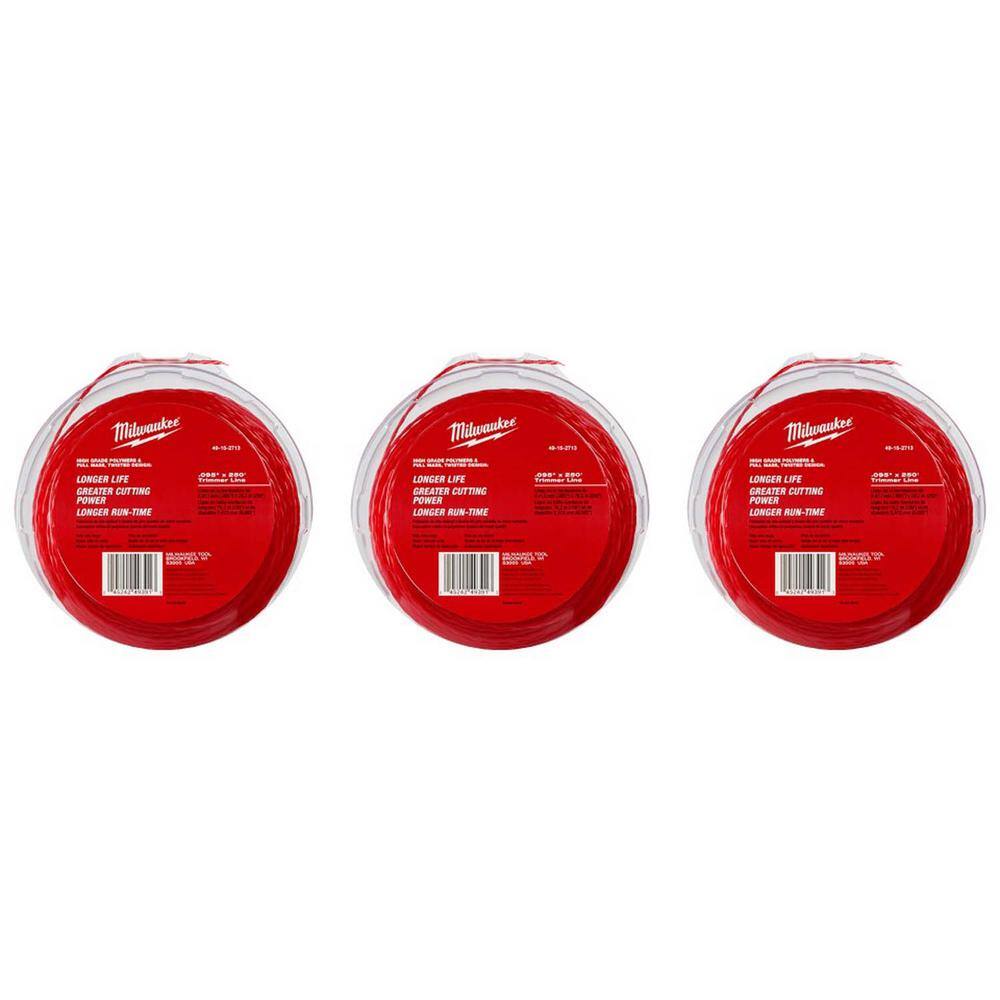 Milwaukee 0.095 in. x 250 ft. Trimmer Line (3-Pack) 49-16-2713-49-16-2713-49-16-2713
