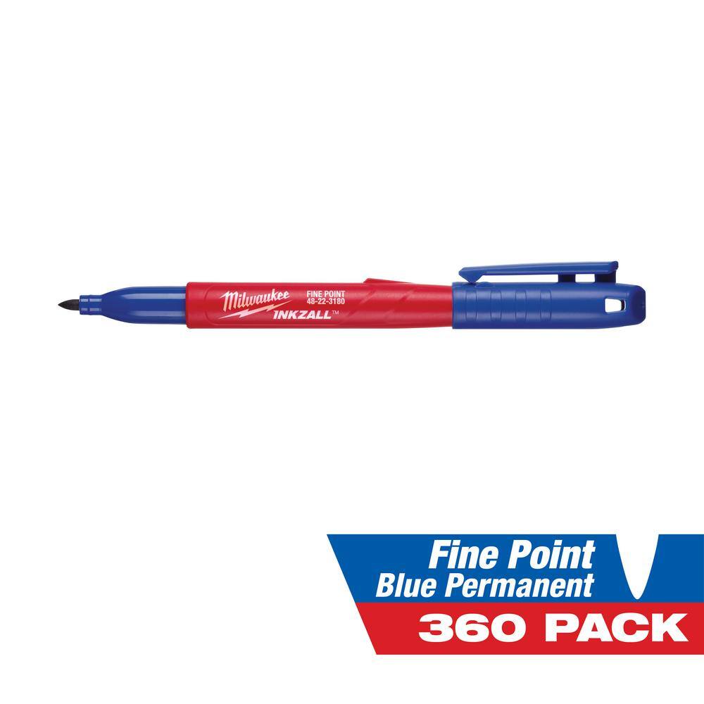 Milwaukee INKZALL Blue Fine Point Jobsite Permanent Marker (360-Pack) 48-22-3180-360X