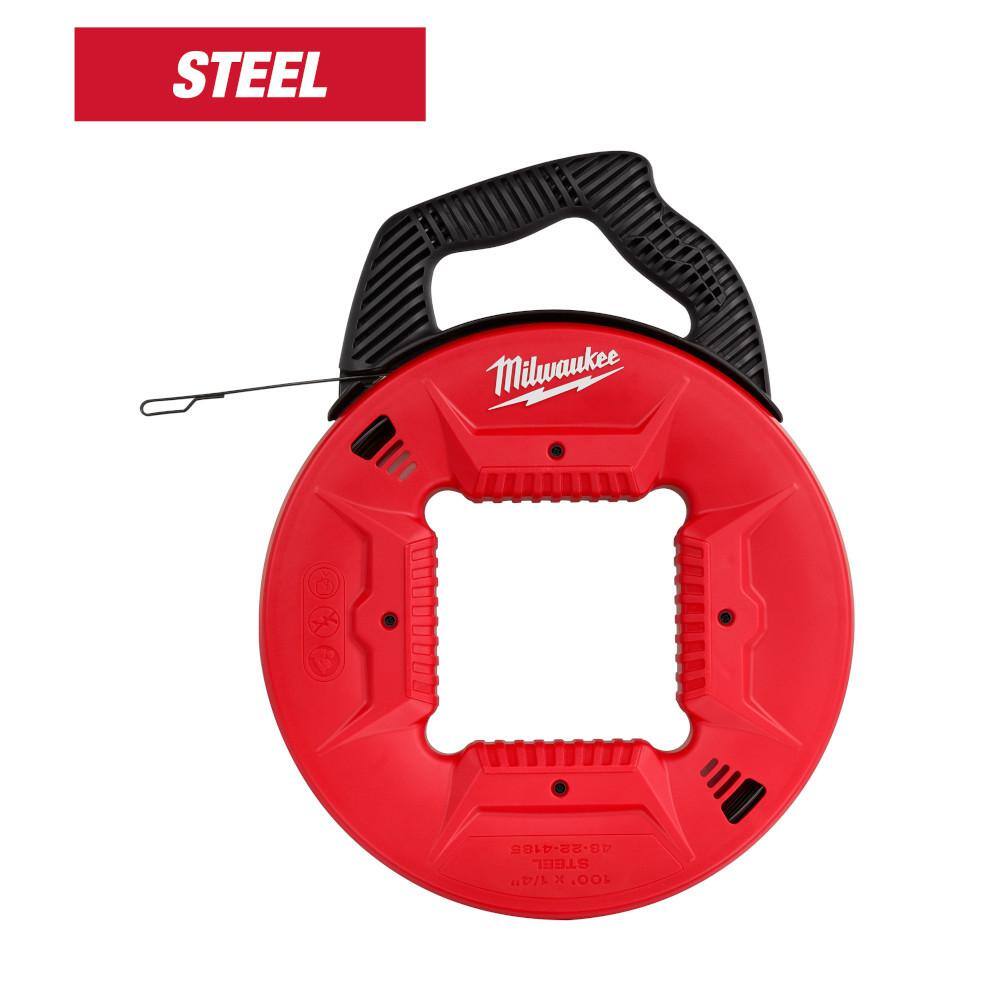 Milwaukee 1/4 in. x 100 ft. Steel Fish Tape with Rasping Jab Saw 48-22-4185-48-22-0104