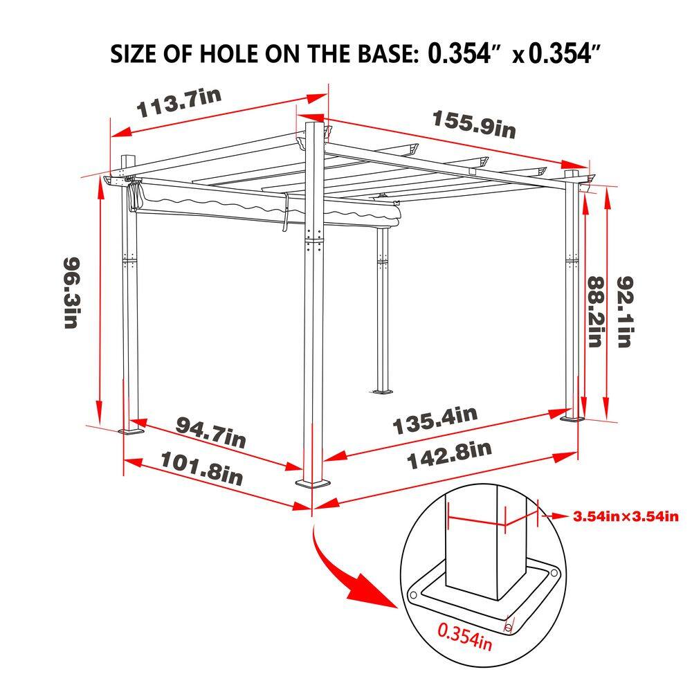 VEIKOUS 10 ft. x 13 ft. Dark Grey Aluminum Outdoor Patio Pergola with Retractable Sun Shade Canopy Cover PG0202-02-10