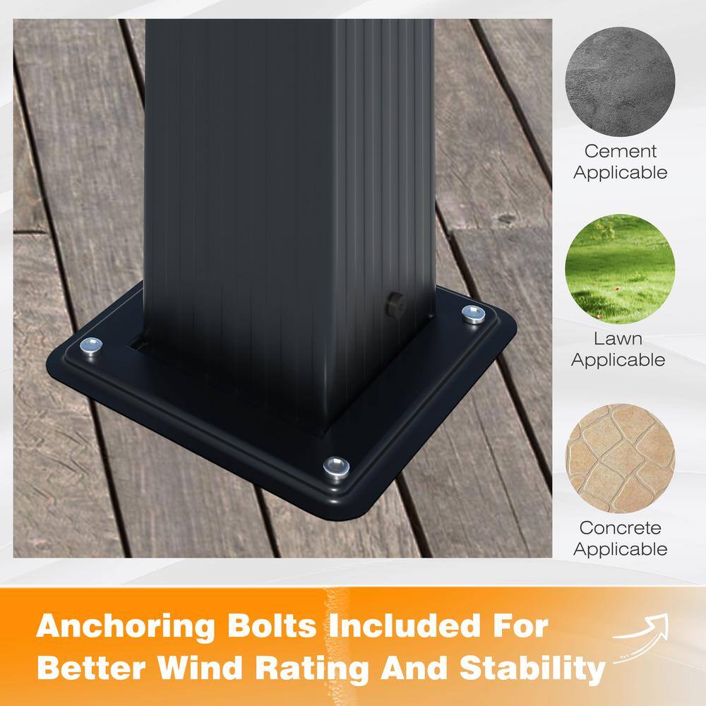 VEIKOUS 16 ft. W x 12 ft. D Aluminum Pergola Outdoor with Dark Gray Retractable Canopy PG0202-04GY