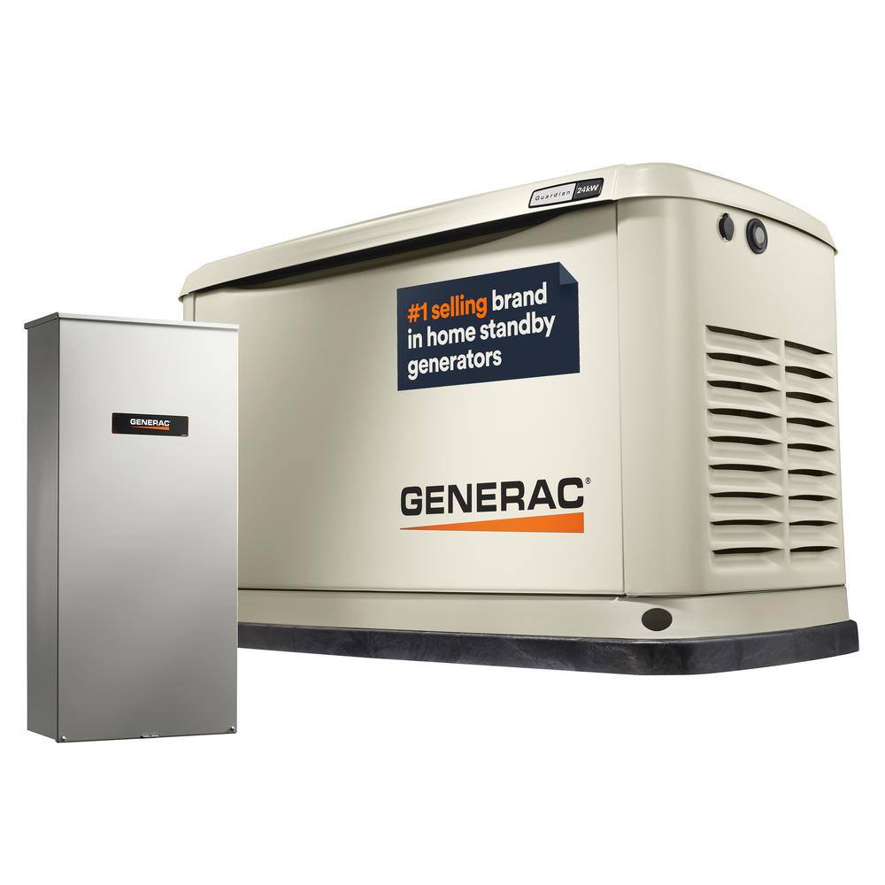 Generac 24,000 Watt - Dual Fuel Air- Cooled Whole House Home Standby Generator, Smart Home Monitoring & 200-AMP Transfer Switch 72101