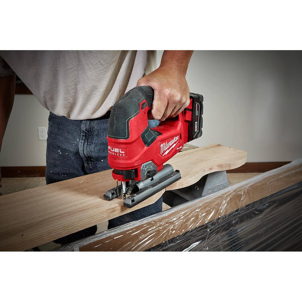 Milwaukee M18 FUEL 18-Volt Lithium-Ion Brushless Cordless Jig Saw with M18 5.0 Ah Battery 2737-20-48-11-1850