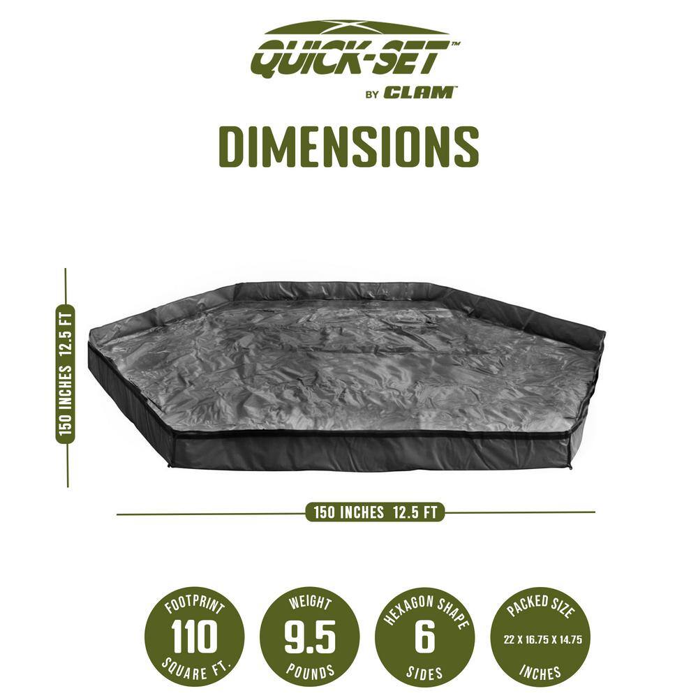 Clam Quick-Set Pavilion Gazebo Tent 150 in. x 150 in. Floor Tarp Covering Attachment CLAM-PV-FLOOR-12878