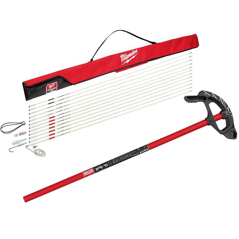 Milwaukee 60 ft. Fiberglass Fish Stick Low/Mid/High Flex Combo Kit with 1 in. Iron Conduit Bender and Handle 48-22-4156-48-22-4082