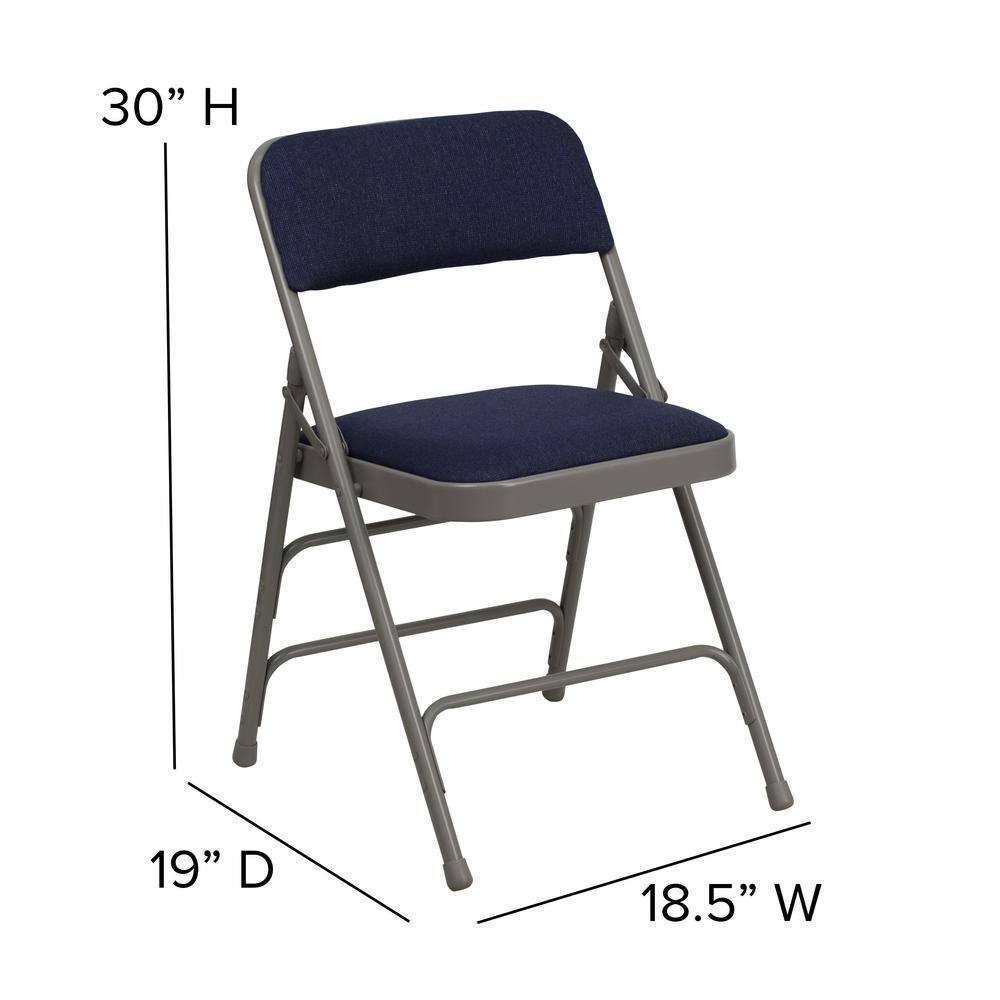 Carnegy Avenue Navy Fabric/Gray Frame Metal Folding Chair (2-Pack) CGA-HF-275055-NA-HD