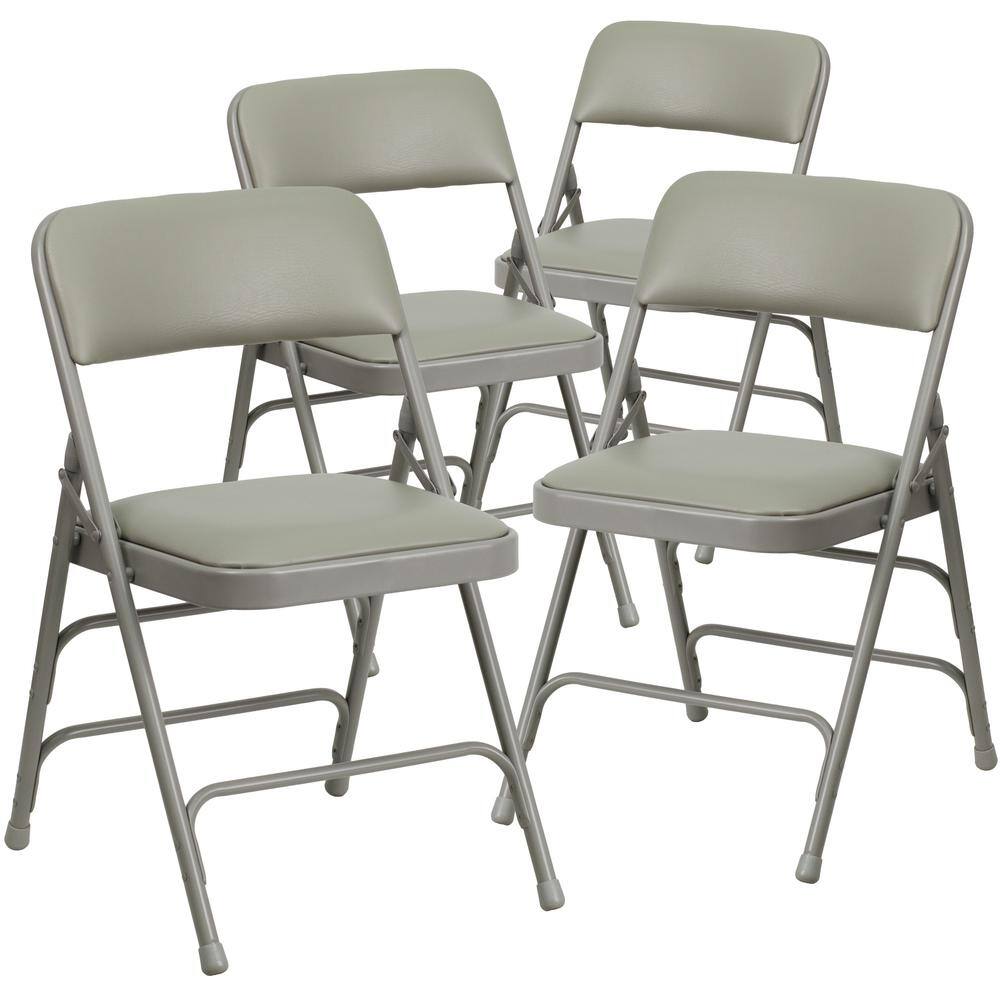 Carnegy Avenue Gray Vinyl/Gray Frame Metal Folding Chair (4-Pack) CGA-HF-5861-GR-HD