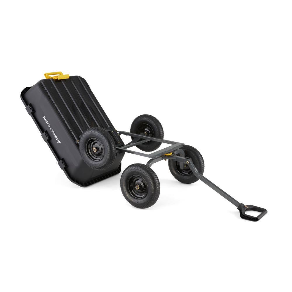 GORILLA CARTS 12 cu. ft. Patented Super Heavy-Duty Poly Dump Garden Cart, 1,600 lbs., 48 in. x 34 in. x 11 in., 16 in. Pneumatic Tires GCG-12