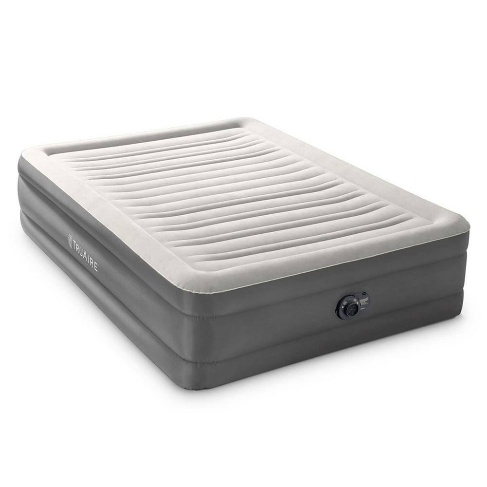Intex TruAire Luxury Queen Air Mattress Airbed with Lumbar Support and Built in Pump 64095ED