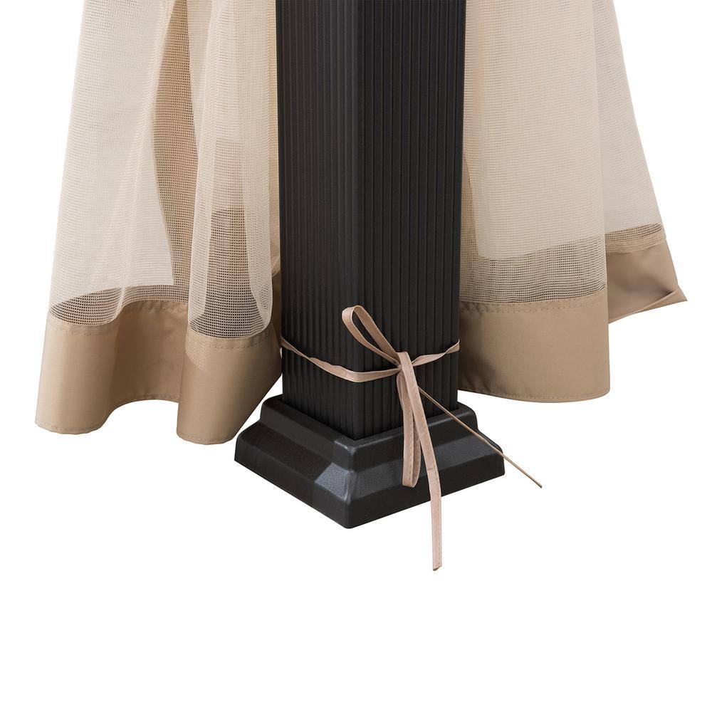 Sunjoy 11 ft. x 13 ft. Black 2-Tier Aluminum Frame and Steel Hardtop Gazebo with Metal Ceiling Hook and Netting for Backyard A102006902