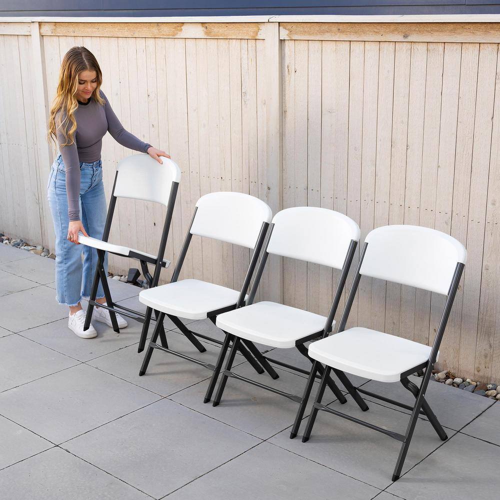 Lifetime White Granite Resin Contoured Seat Commercial Grade Office Folding Chair (Set of 4) 81158