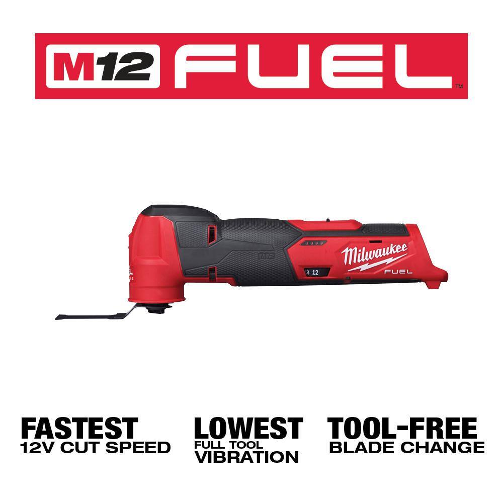 Milwaukee M12 FUEL 12V Lithium-Ion Cordless Oscillating Multi-Tool and Impact Driver with Two 3.0 Ah Batteries 2526-20-2551-20-48-11-2412