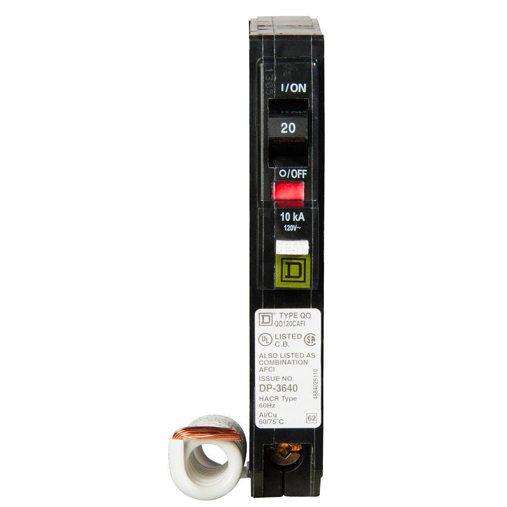 Square D QO 20 Amp Single-Pole Combination Arc Fault Circuit Breaker(QO120CAFIC) QO120CAFIC