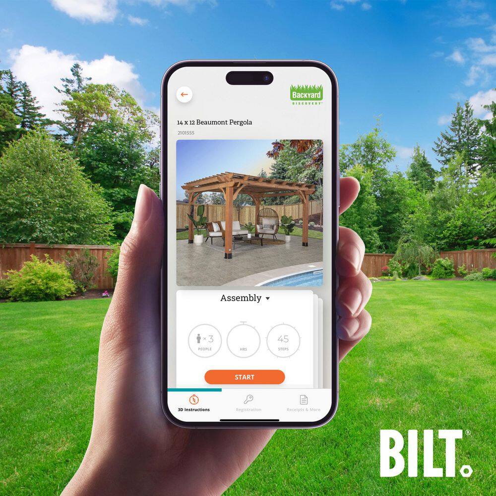 Backyard Discovery Beaumont 14 ft. x 12 ft. Light Brown Traditional Outdoor All Cedar Wood Patio Pergola Shade Structure with Electric 2101555COM