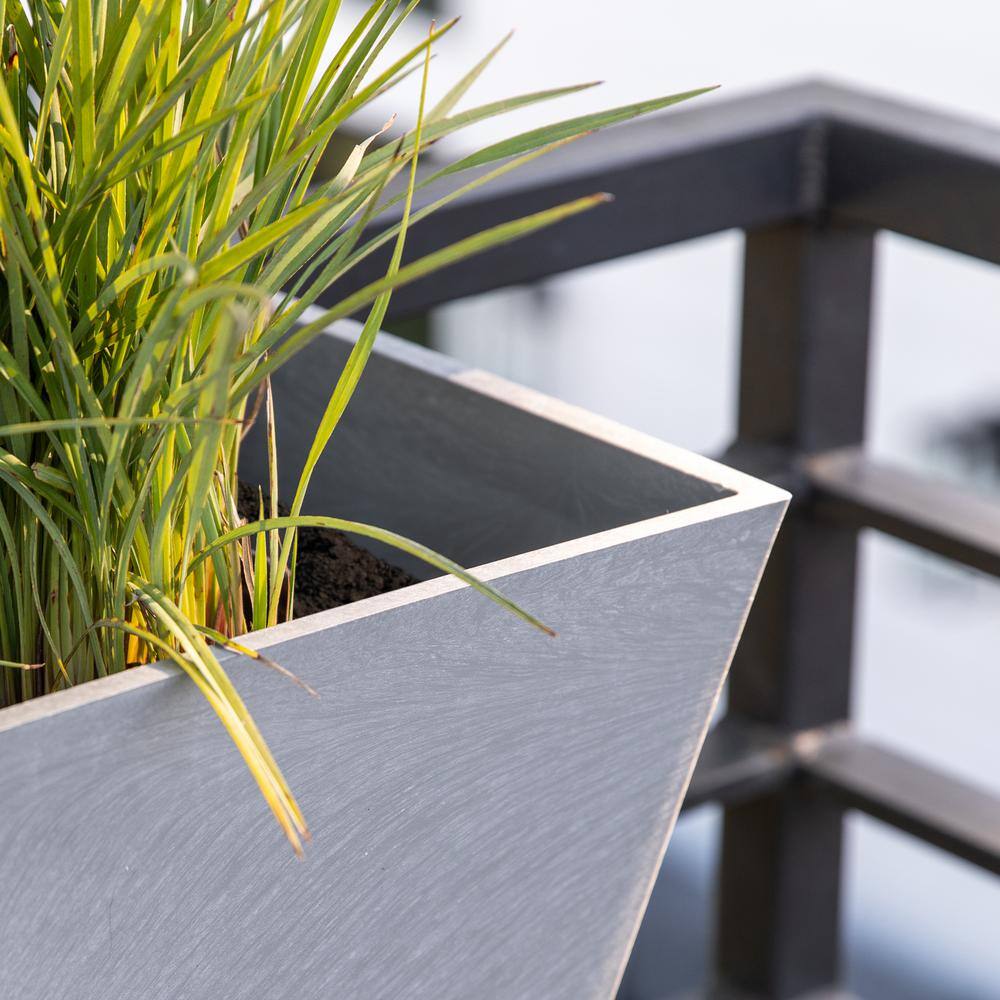 Veradek Pure Medium Gray Plastic Rectangular Railing Planter Box with Drainage Holes (36 in. L x 10 in. W x 11 in. H) (2-Pack) WBRLV36C-2PK