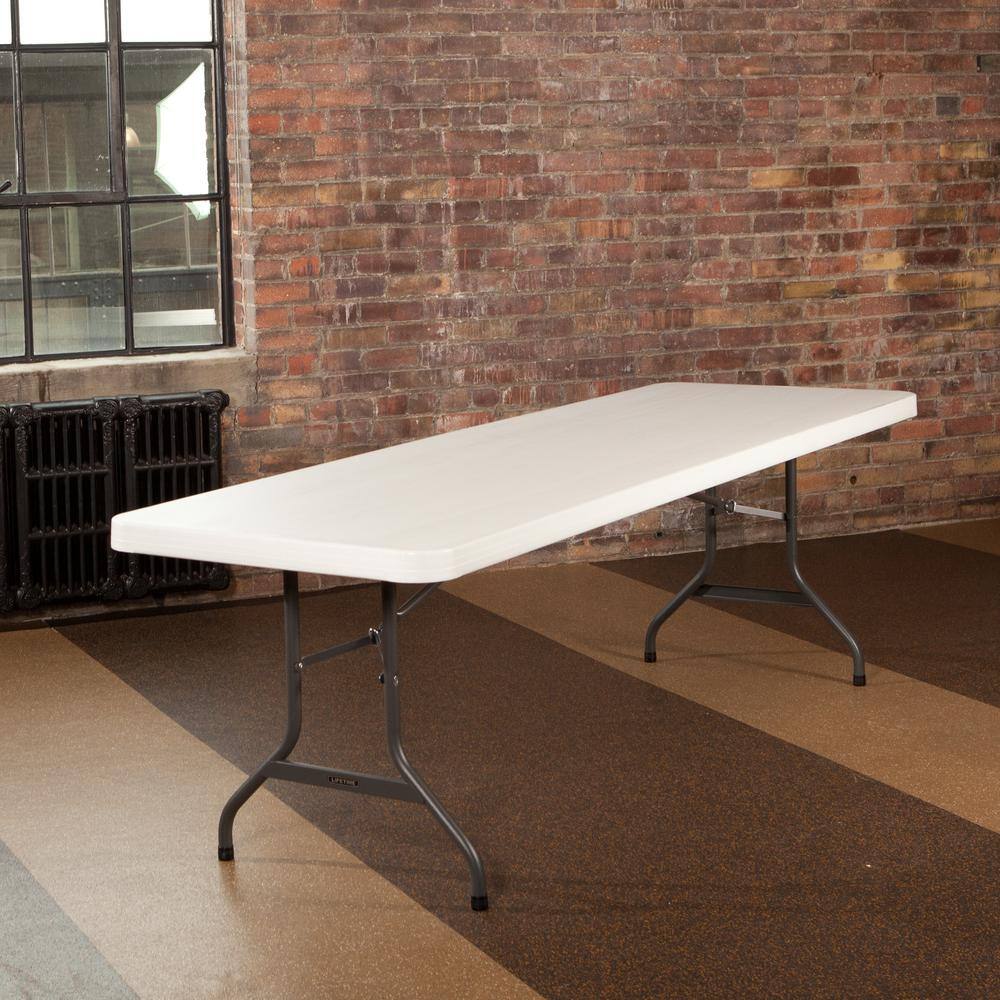 Lifetime 8 ft. White Gray Sand Granite Plastic Top Folding Banquet Table (Commercial) 22980