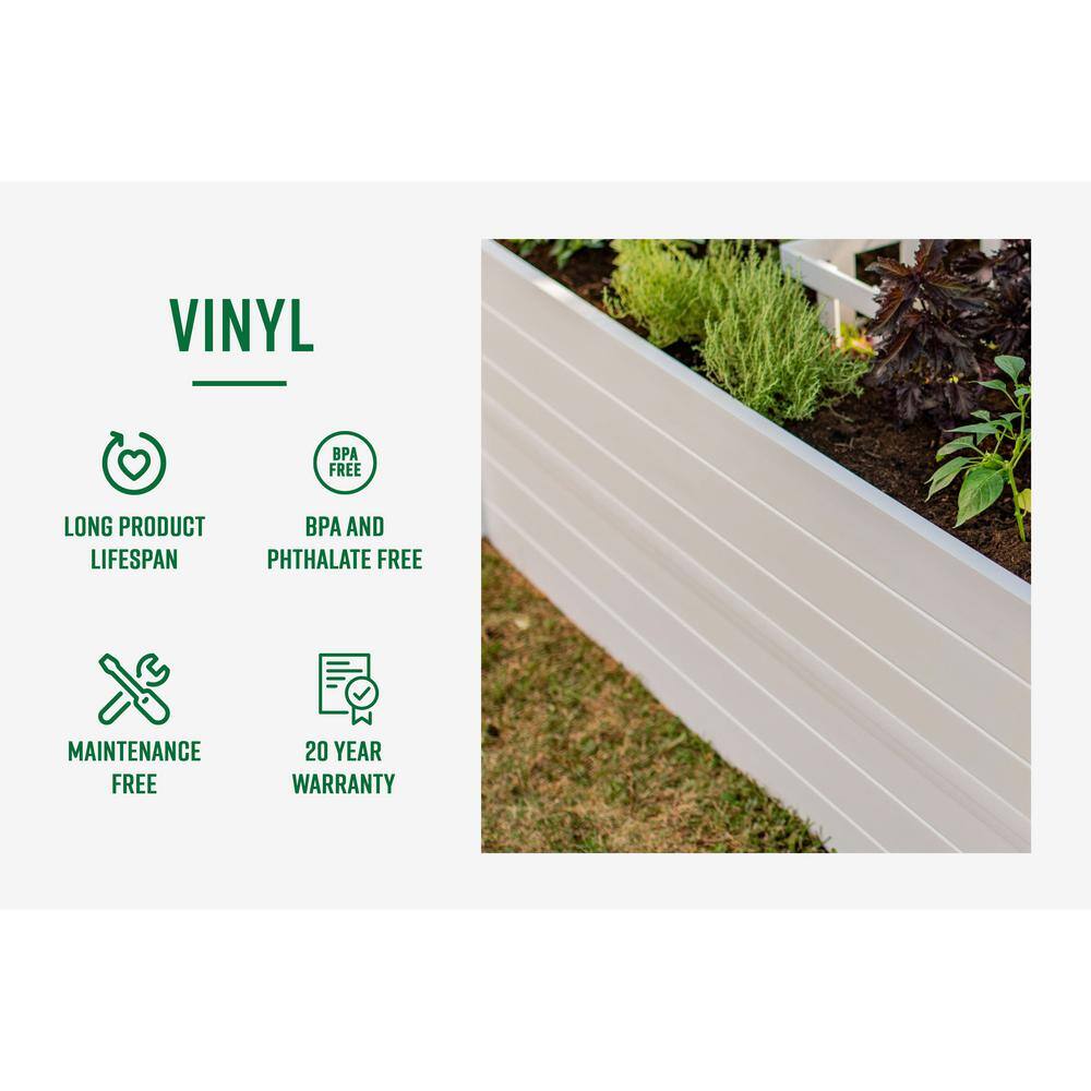 VITA Classic 48"L x 48"W x 11"H Vinyl Raised Garden Bed, White, VT17108 VT17108
