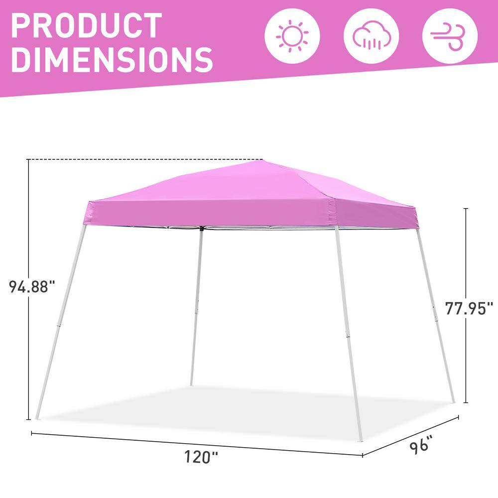 OVASTLKUY 10 ft. x 10 ft. Pink Outdoor Patio Pop Up Canopy Tent G040PI-P