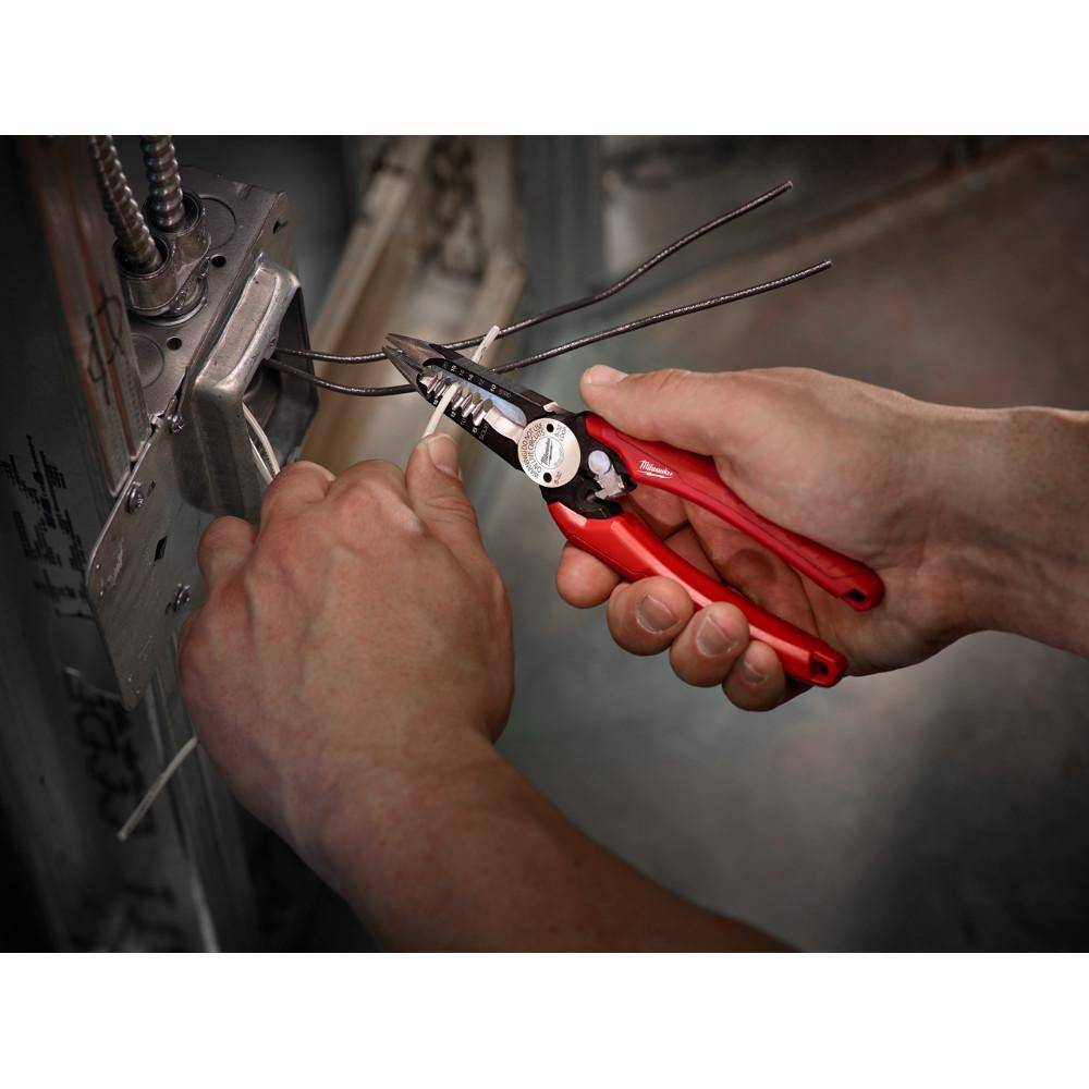 Milwaukee 7.75 in. Combination Electricians 6-in-1 Wire Strippers Pliers with 12-16 AWG NM Wire Stripper and Cutter (2-Piece) 48-22-3079-48-22-3081