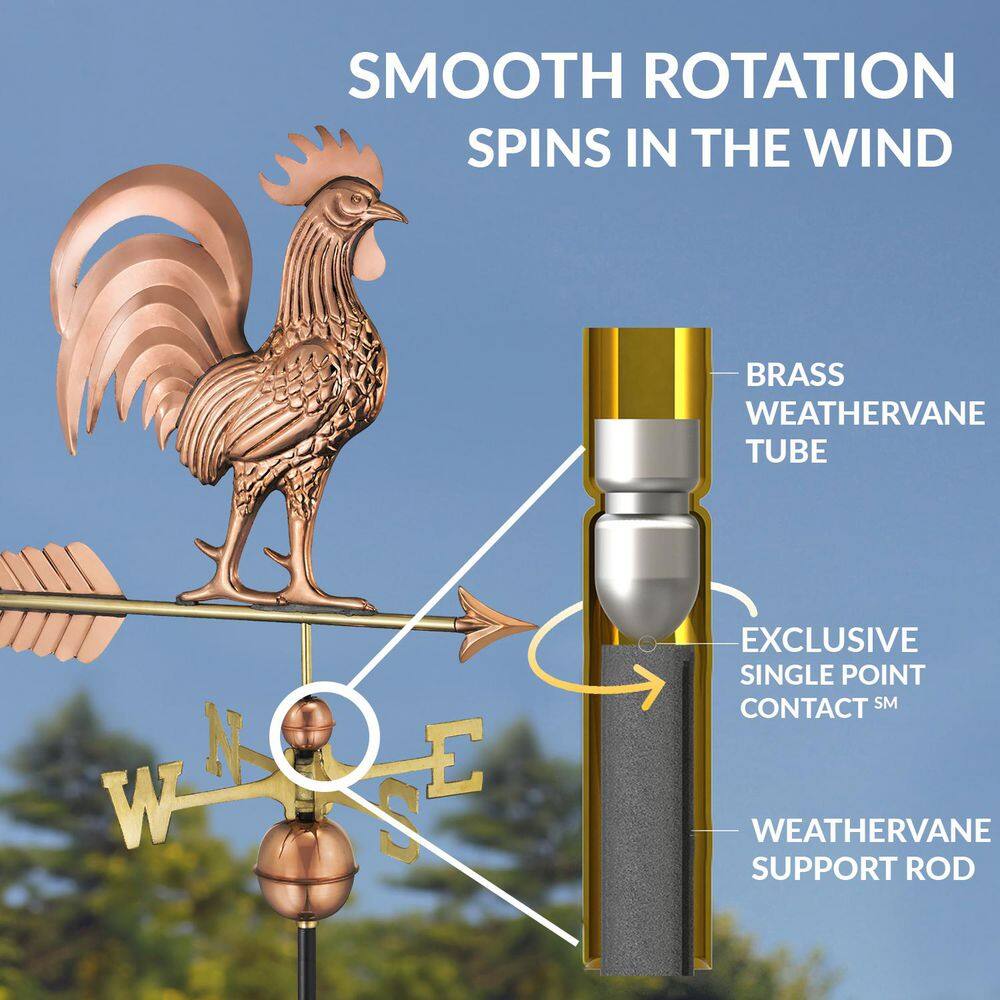 Good Directions Proud Rooster Weathervane - Pure Copper 1973P