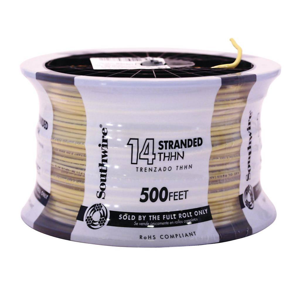 Southwire 500 ft. 14-Gauge Yellow Stranded CU THHN Wire 22960958