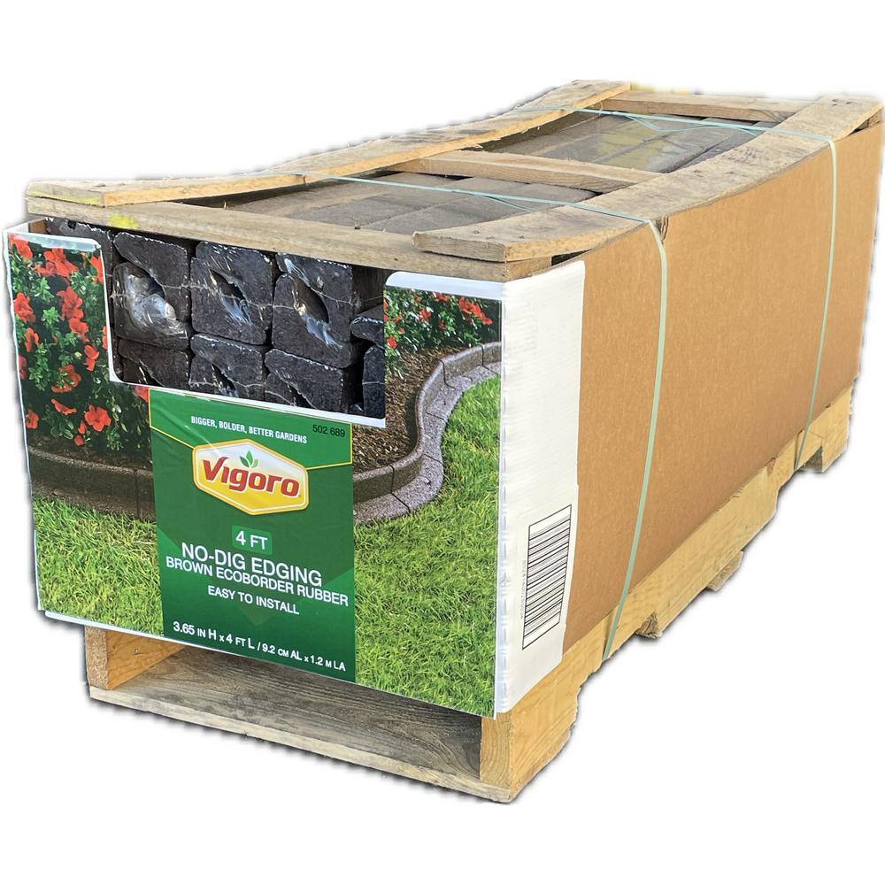 Vigoro EcoBorder 4 ft. Brown Rubber Landscape Edging (48-Count/Pallet) ECOBRD BR 48
