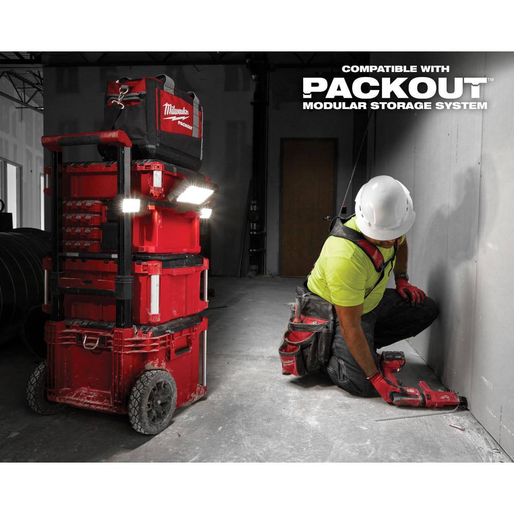 Milwaukee M18 18-Volt Lithium-Ion Cordless PACKOUT 3000 Lumens LED Light with Built-In Charger with (1) 5.0 Ah Battery 2357-20-48-11-1850
