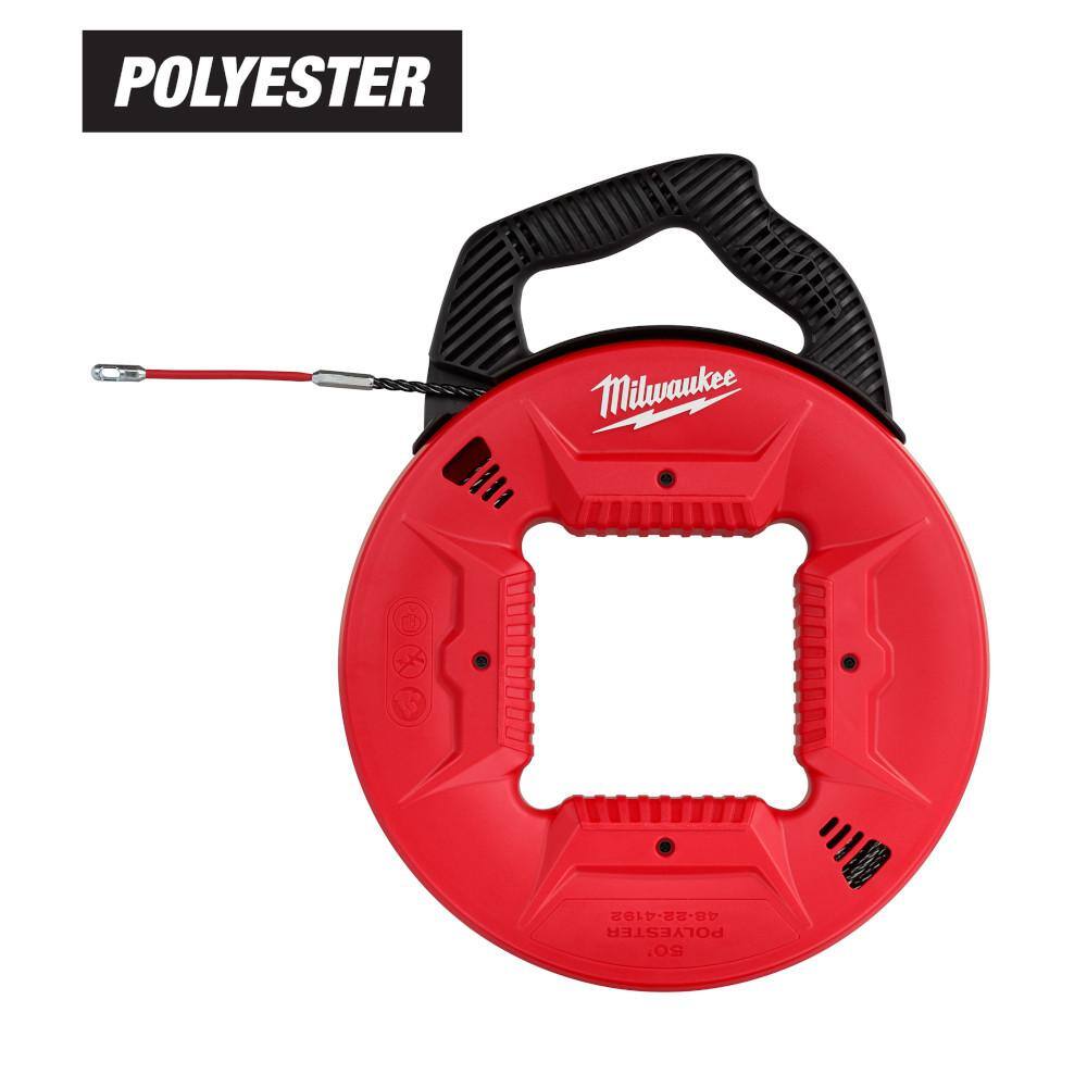 Milwaukee 200 ft. x 17 in. Polyester Fish Tape with Flexible Metal Leader and Rasping Jab Saw 48-22-4197-48-22-0104