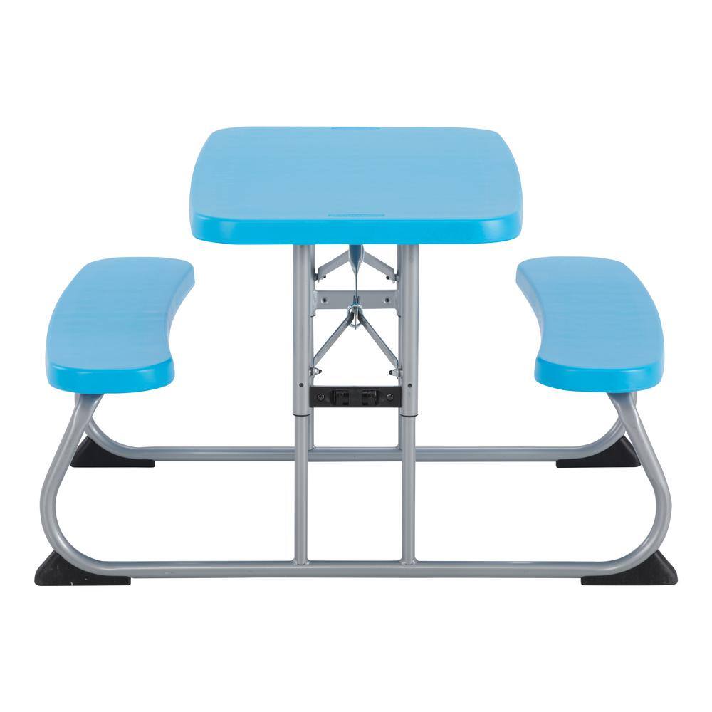 Lifetime 35.4 in. Blue Rectangle Steel and Resin Kids Picnic Table Seats 4 260261