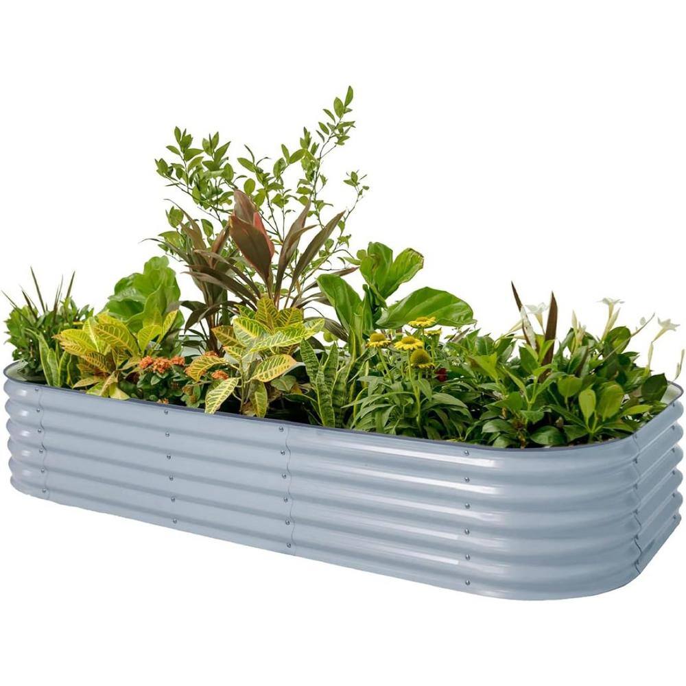 vego garden Raised Garden Bed Kit, 17 in. Tall 10-In-1 Modular, Metal Planter Box for Vegetables, Flowers, Herbs, Sky Blue VB10N117SB
