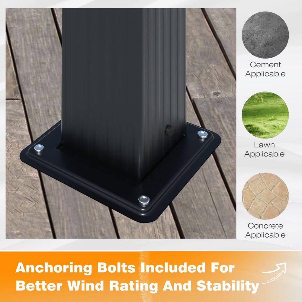 VEIKOUS 10 ft. x 13 ft. Dark Grey Aluminum Outdoor Patio Pergola with Retractable Sun Shade Canopy Cover PG0202-02-10