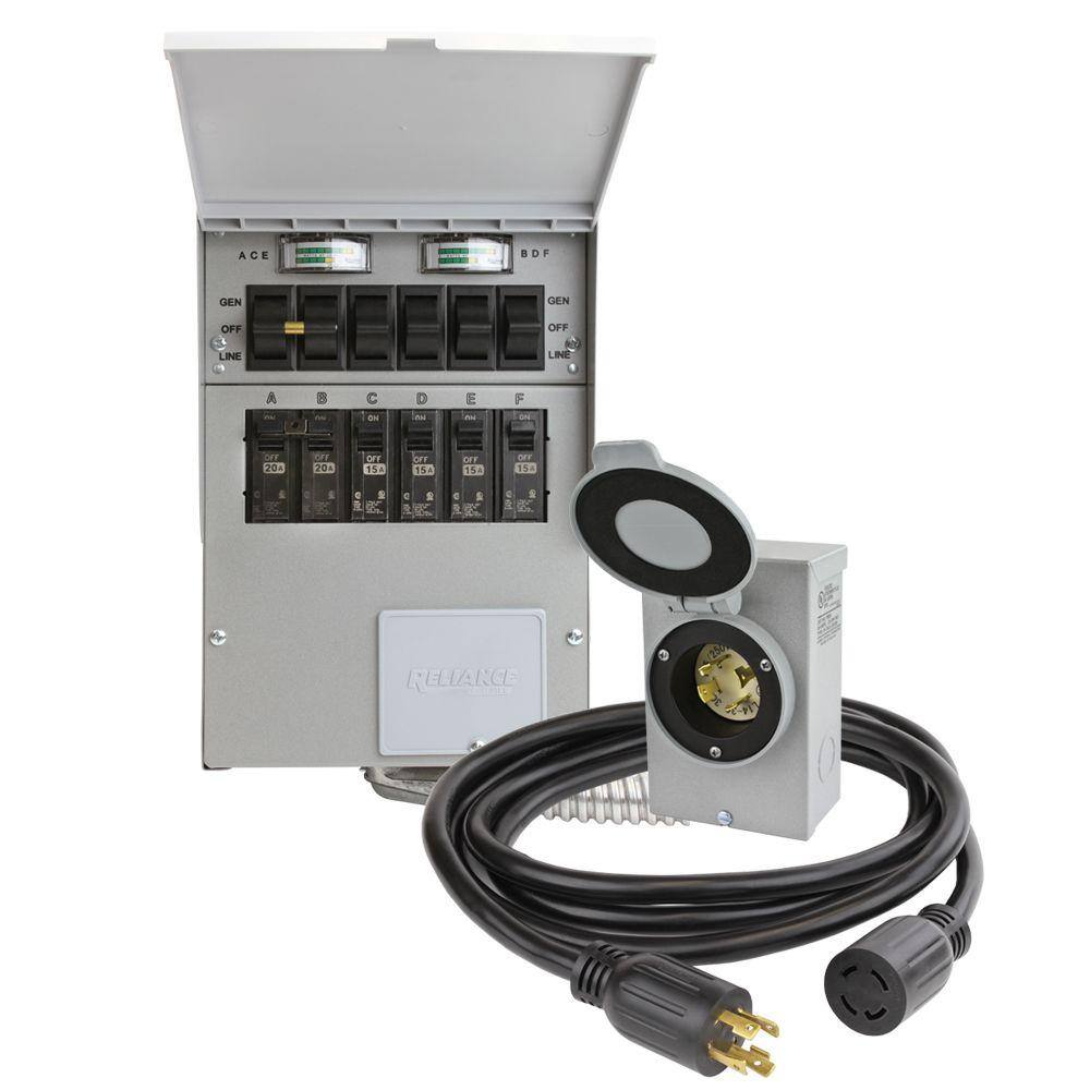 Reliance Controls 30 Amp 250-Volt 7500-Watt Non-Fuse 6-Circuit Transfer Switch Kit 3006HDK