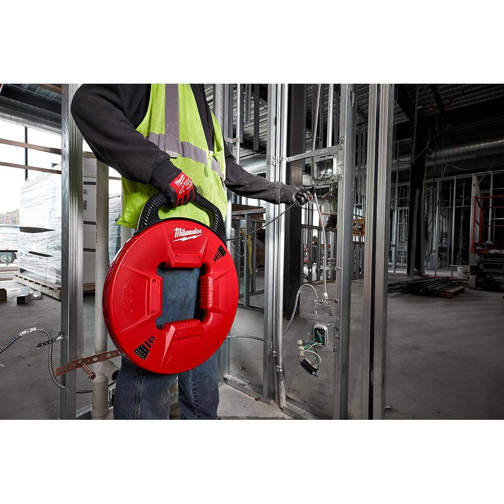 Milwaukee 200 ft. x 17 in. Polyester Fish Tape with Flexible Metal Leader and Rasping Jab Saw 48-22-4197-48-22-0104