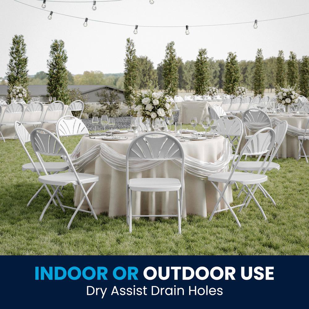 Carnegy Avenue White Metal Folding Chair (Set of 8) CGA-Y-14195-WH-HD