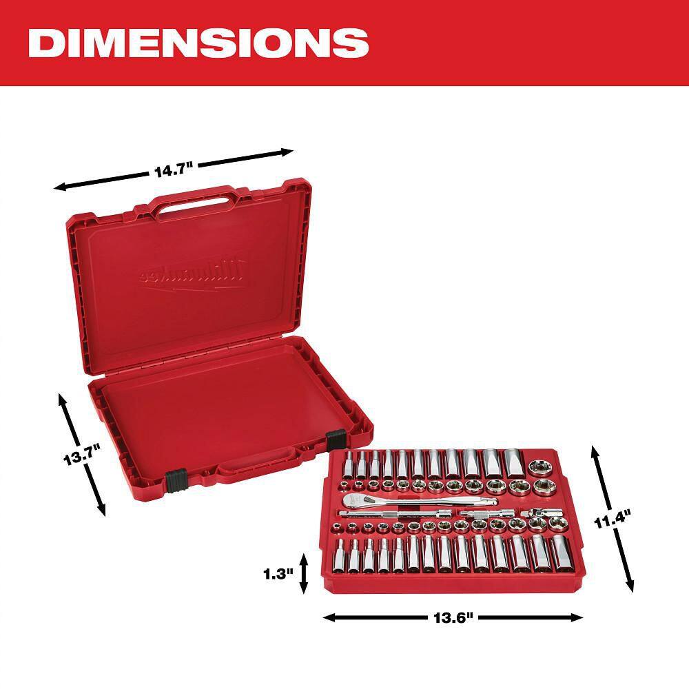 Milwaukee 3/8 in. Drive SAE/Metric Ratchet and Socket Mechanics Tool Set with SAE/Metric Combination Wrenches (70-Piece) 48-22-9008-48-22-9407-48-22-9507
