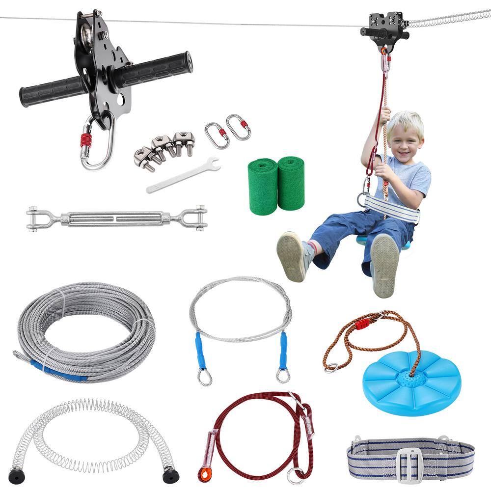 VEVOR Zipline Kit for Kids and Adult 100 ft. Zip Line Kits Up to 500 lbs. Backyard Outdoor Quick Setup Zipline BXGHSTJ100YCCSUS1V0
