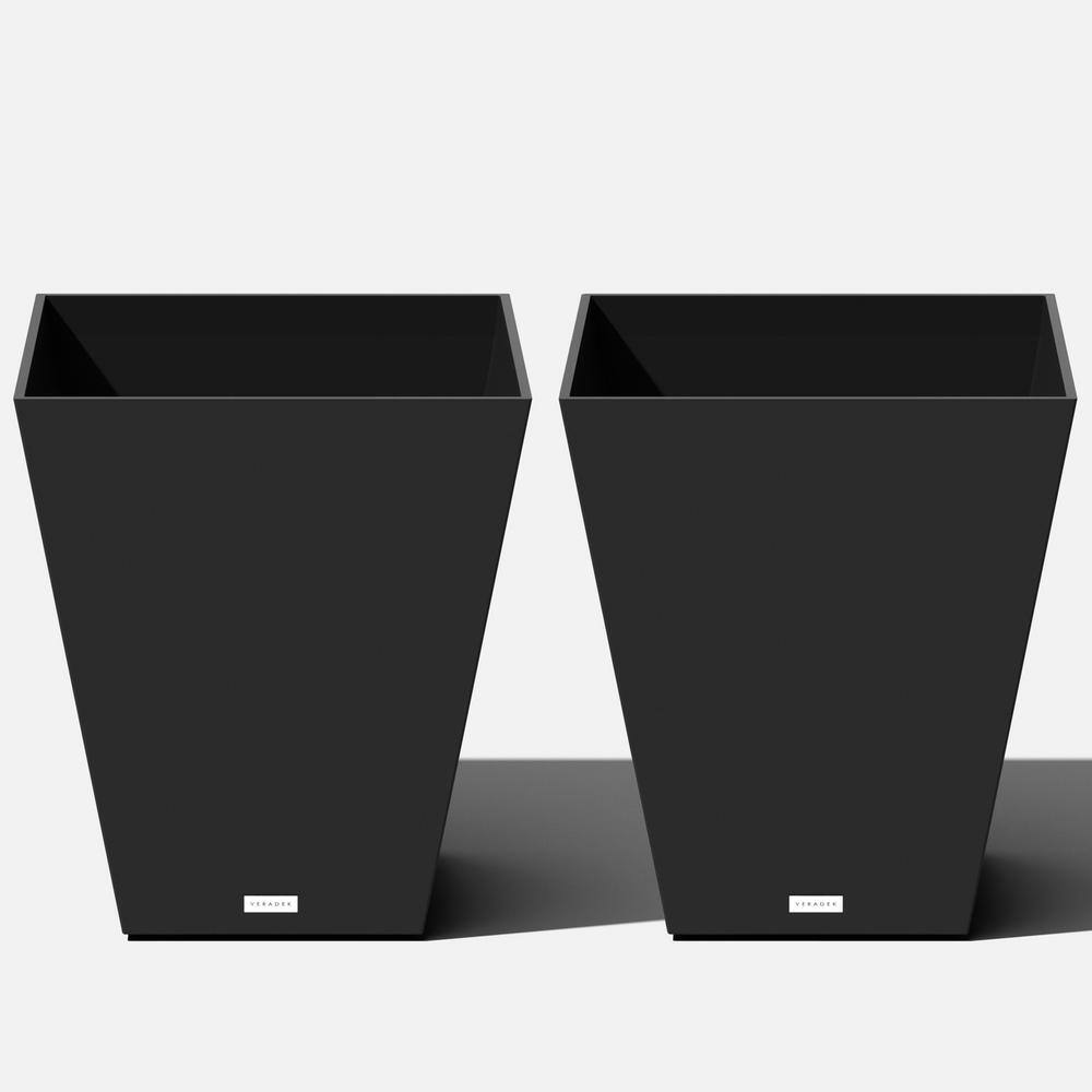 Veradek Nobleton Large Black Plastic Tapered Planter with Drainage Holes (19 in. L x 19 in. W x 22 in. H) (2-Pack) NBV22B-2PK
