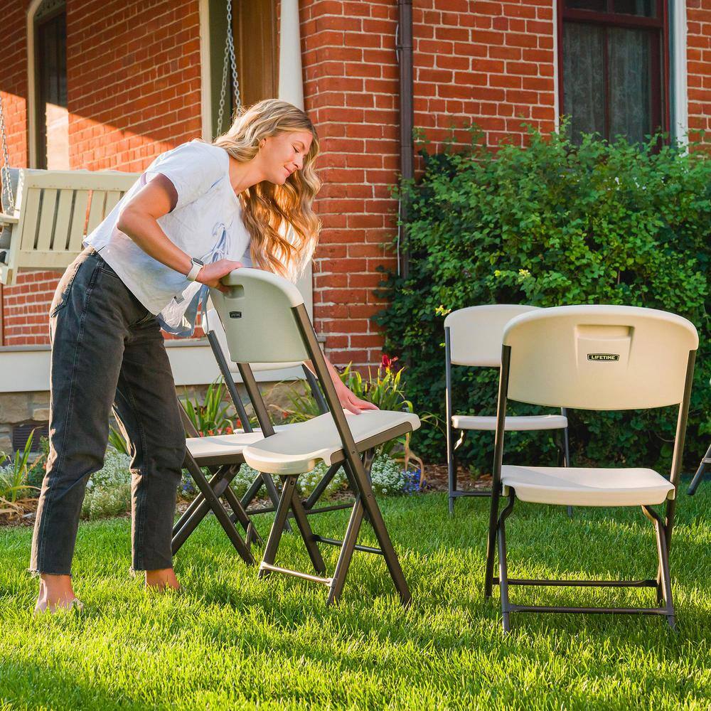 Lifetime Almond Resin Contoured Seat Commercial Grade Office Folding Chair (Set of 4) 81157