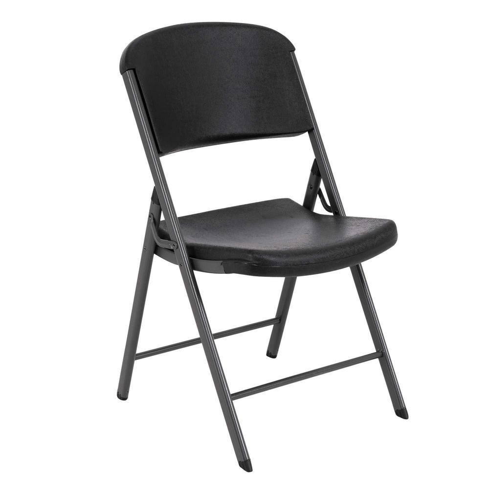 Lifetime Black Plastic Seat Outdoor Safe Folding Chair (Set of 4) 80187