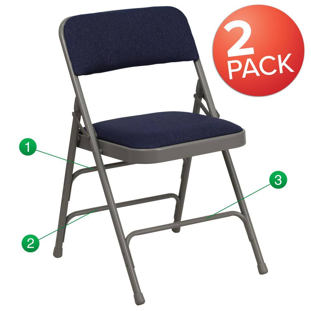 Carnegy Avenue Navy Fabric/Gray Frame Metal Folding Chair (2-Pack) CGA-HF-275055-NA-HD