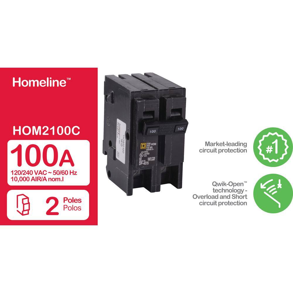 Square D Homeline 100 Amp 2-Pole Circuit Breaker HOM2100C