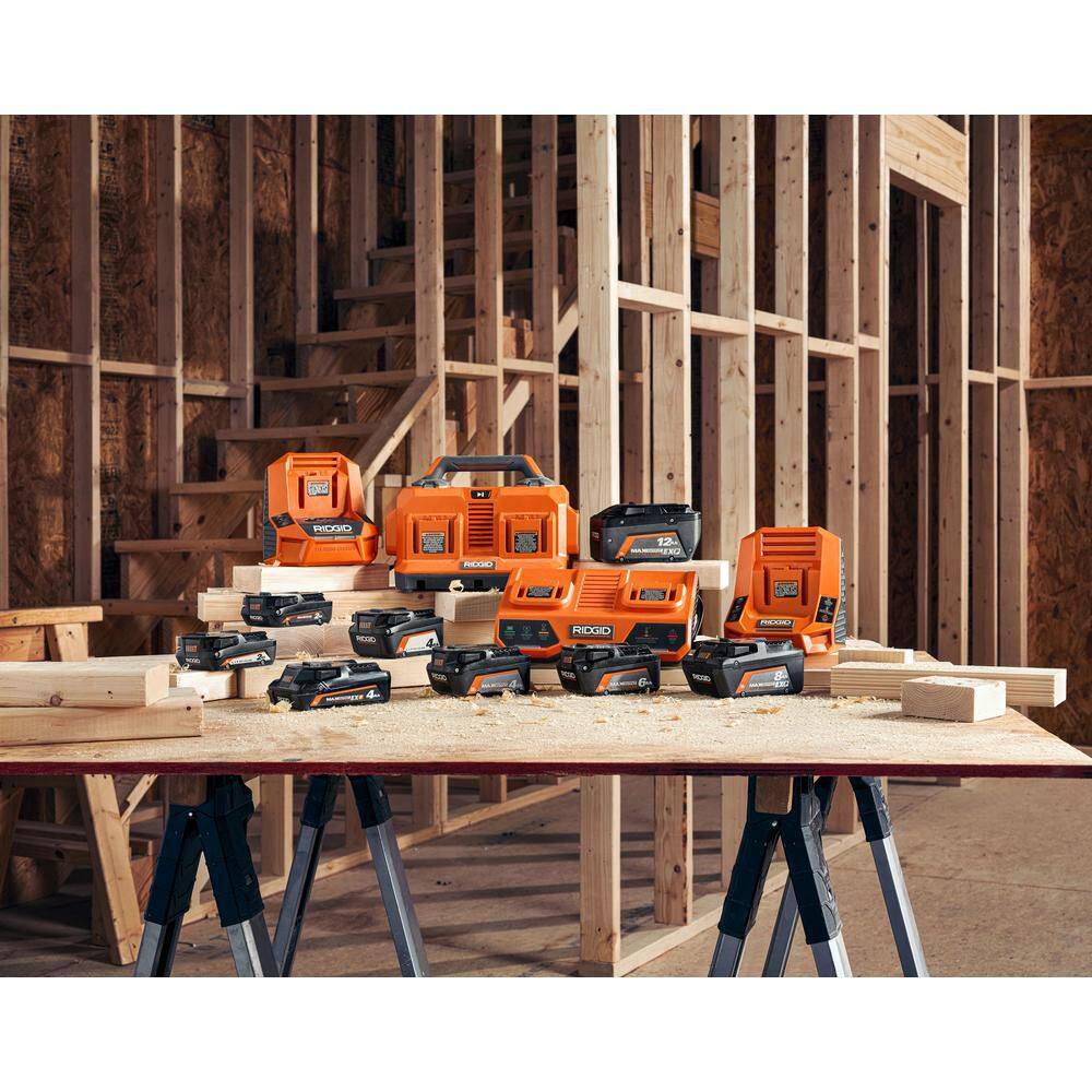 RIDGID 18V Lithium-Ion (2) 4.0 Ah Battery Starter Kit with Charger and Bag AC93044SBN