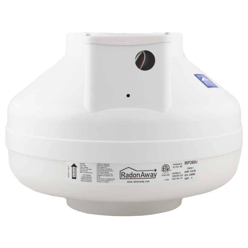 RadonAway RP260C 6 in. Inlet and Outlet Inline Radon Fan in White with 1.3 in. Maximum Operating Pressure 23032-1