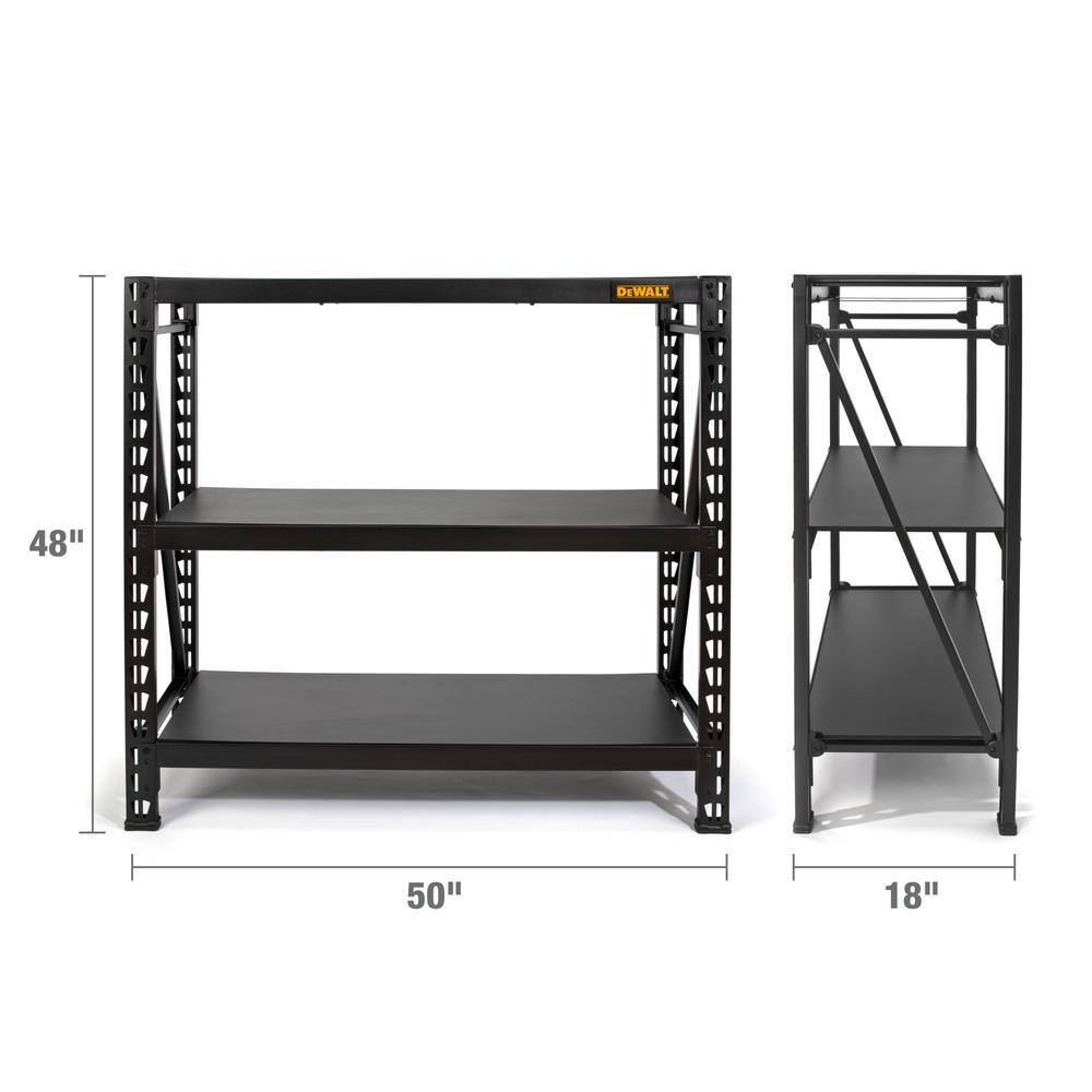 DEWALT 3-Tier Steel Garage Storage Shelving Unit Black (50 in. W x 48 in. H x 18 in. D) DXST4500BLK