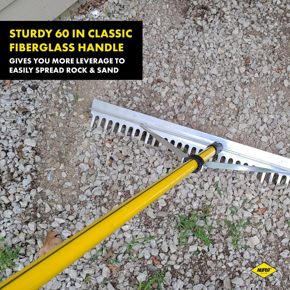 Nupla Heavy-Duty Landscape Rake with 60 in. Classic Fiberglass Handle 69240