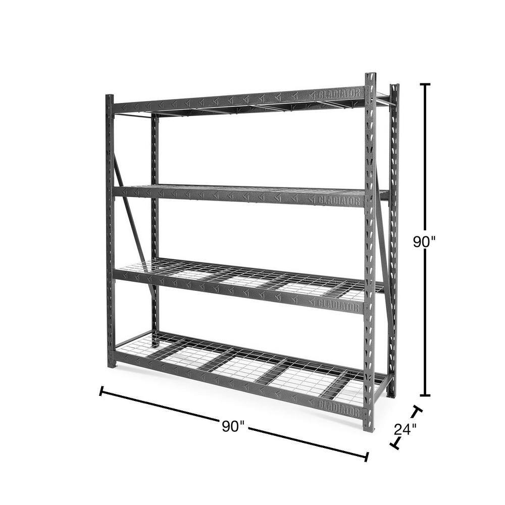 Gladiator 4-Tier Heavy Duty Welded Steel Garage Storage Shelving Unit (90 in. W x 90 in. H x 24 in. D) GARA904XIG